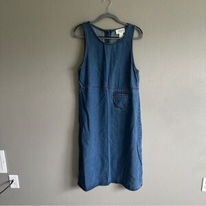 Vintage Talbots Denim Chambray Sleeveless Jumper Maxi Dress Small Petite